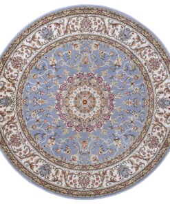 Rond perzisch tapijt - Zuhr lichtblauw - overzicht boven