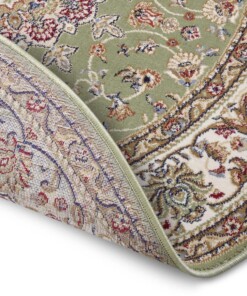 Rond perzisch tapijt - Zuhr groen - close up, thumbnail