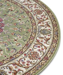 Rond perzisch tapijt - Zuhr groen - close up, thumbnail