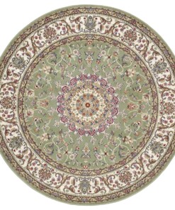 Rond perzisch tapijt - Zuhr groen - overzicht boven, thumbnail