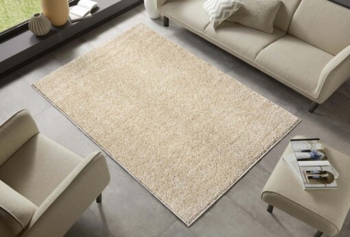 Hoogpolig vloerkleed Amelie - beige - sfeer