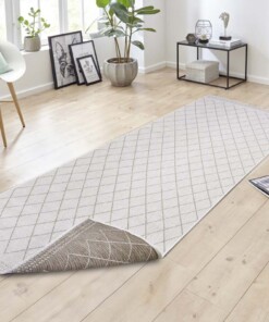 Design binnen & buiten vloerkleed ruiten Daisy - lichtbruin/crème - sfeer, thumbnail Design binnen & buiten vloerkleed ruiten Daisy - lichtbruin/crème - sfeer, thumbnail