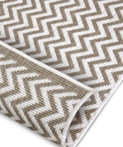 Buitenkleed zigzag Ivy - lichtbruin/crème - close up, thumbnail Buitenkleed zigzag Ivy - lichtbruin/crème - close up, thumbnail