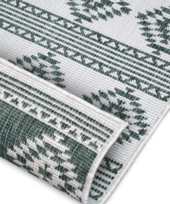 Design binnen & buiten vloerkleed Maple - groen/crème - close up, thumbnail