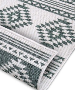 Design binnen & buiten vloerkleed Maple - groen/crème - close up, thumbnail