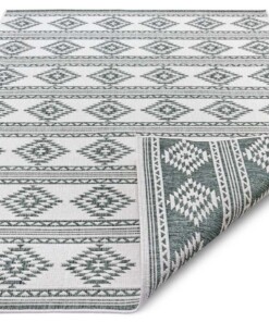 Design binnen & buiten vloerkleed Maple - groen/crème - overzicht schuin, thumbnail