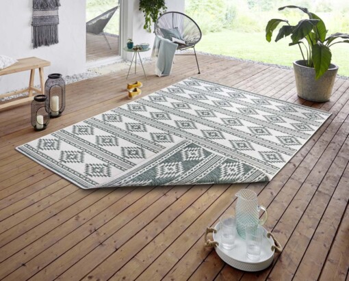 Design binnen & buiten vloerkleed Maple - groen/crème - sfeer