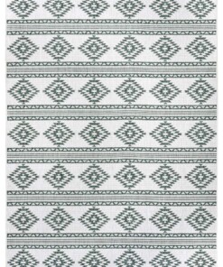 Design binnen & buiten vloerkleed Maple - groen/crème - overzicht boven, thumbnail