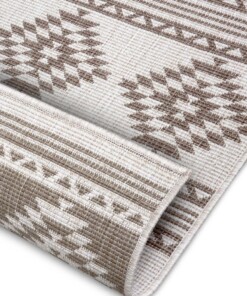 Design binnen & buiten vloerkleed Maple - lichtbruin/crème - close up, thumbnail