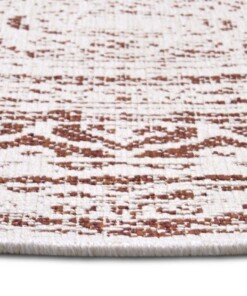 Rond binnen & buiten vloerkleed Rosica - terracotta/crème - close up, thumbnail Rond binnen & buiten vloerkleed Rosica - terracotta/crème - close up, thumbnail