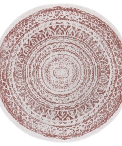 Rond binnen & buiten vloerkleed Rosica - terracotta/crème - overzicht boven, thumbnail Rond binnen & buiten vloerkleed Rosica - terracotta/crème - overzicht boven, thumbnail