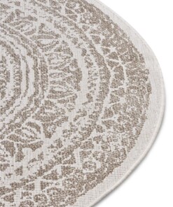 Rond binnen & buiten vloerkleed Rosica - lichtbruin/crème - close up, thumbnail Rond binnen & buiten vloerkleed Rosica - lichtbruin/crème - close up, thumbnail