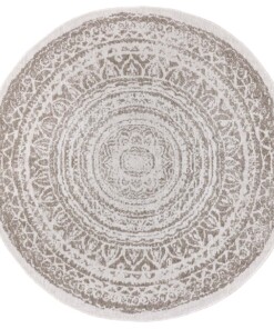 Rond binnen & buiten vloerkleed Rosica - lichtbruin/crème - overzicht boven, thumbnail Rond binnen & buiten vloerkleed Rosica - lichtbruin/crème - overzicht boven, thumbnail