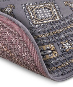 Klassiek vloerkleed rond Sao Buchara - grijs/beige - close up, thumbnail