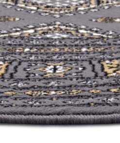 Klassiek vloerkleed rond Sao Buchara - grijs/beige - close up, thumbnail