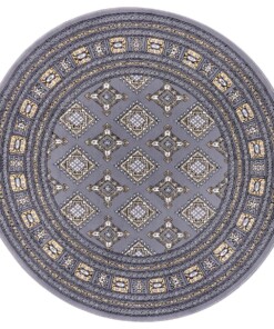 Klassiek vloerkleed rond Sao Buchara - grijs/beige - overzicht boven, thumbnail