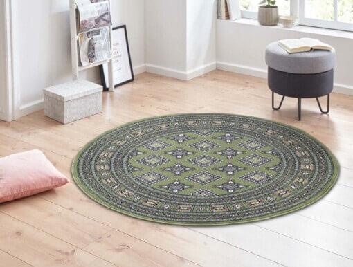 Klassiek vloerkleed rond Sao Buchara - groen - sfeer