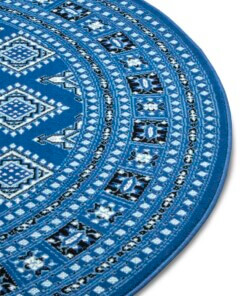 Klassiek vloerkleed rond Sao Buchara - blauw - close up, thumbnail Klassiek vloerkleed rond Sao Buchara - blauw - close up, thumbnail