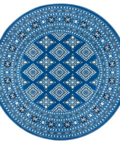 Klassiek vloerkleed rond Sao Buchara - blauw - overzicht boven, thumbnail Klassiek vloerkleed rond Sao Buchara - blauw - overzicht boven, thumbnail