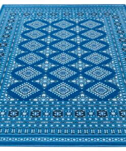 Klassiek vloerkleed Sao Buchara - blauw - overzicht schuin, thumbnail Klassiek vloerkleed Sao Buchara - blauw - overzicht schuin, thumbnail