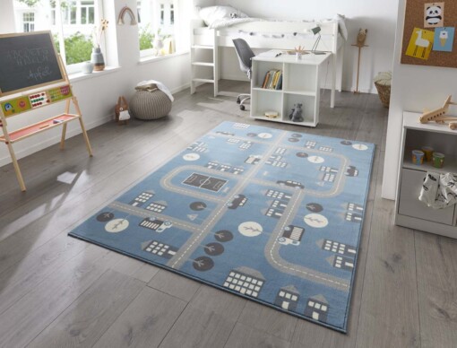 Speelkleed wegen - Town blauw/grijs - sfeer