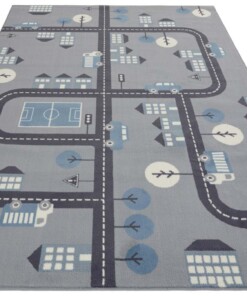 Speelkleed wegen - Town grijs/blauw - overzicht schuin, thumbnail