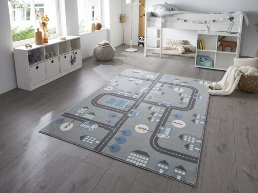 Speelkleed wegen - Town grijs/blauw - sfeer