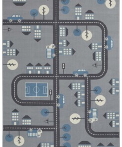 Speelkleed wegen - Town grijs/blauw - overzicht boven