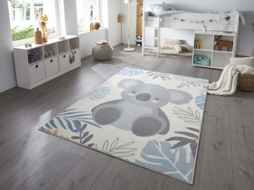 kindervloerkleed koala - crème/blauw - sfeer