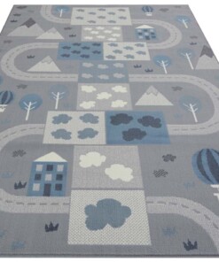Speelkleed - Mountain Track grijs/blauw - overzicht schuin, thumbnail