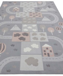 Speelkleed - Mountain Track grijs/roze - overzicht schuin, thumbnail