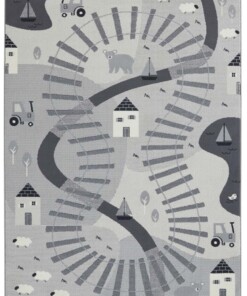 Speelkleed - Rail Track grijs - overzicht boven, thumbnail