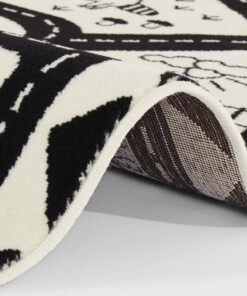 Rond kindervloerkleed - Landscapes crème/zwart - close up, thumbnail