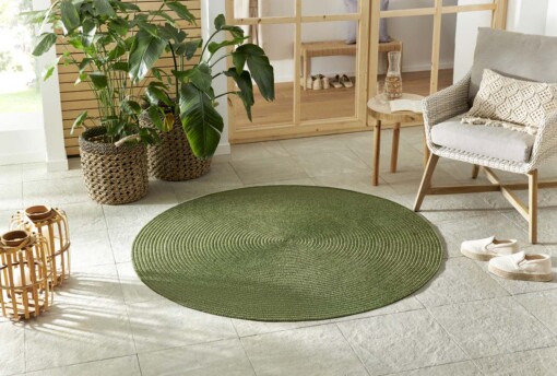 Rond buitenkleed - Trenzado groen - sfeer