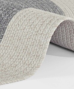 Rond buitenkleed rand - Trenzado grijs/crème - close up, thumbnail Rond buitenkleed rand - Trenzado grijs/crème - close up, thumbnail