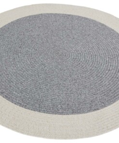 Rond buitenkleed rand - Trenzado grijs/crème - overzicht schuin, thumbnail Rond buitenkleed rand - Trenzado grijs/crème - overzicht schuin, thumbnail