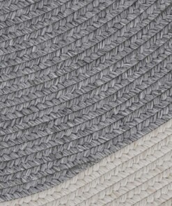 Rond buitenkleed rand - Trenzado grijs/crème - close up, thumbnail Rond buitenkleed rand - Trenzado grijs/crème - close up, thumbnail