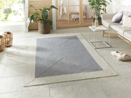 Buitenkleed rand - Trenzado grijs/crème - sfeer