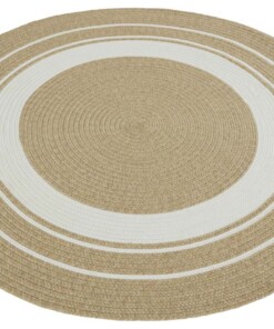 Rond buitenkleed rand - Trenzado beige/crème - overzicht schuin, thumbnail