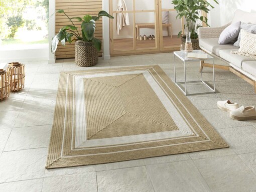 Buitenkleed rand - Trenzado beige/crème - sfeer