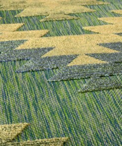 Buitenkleed ruit aztek - Verano blauw/groen - close up, thumbnail Buitenkleed ruit aztek - Verano blauw/groen - close up, thumbnail