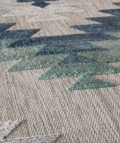 Balkonkleed ruit aztek - Verano grijs/mint - close up, thumbnail