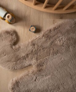 Kindervloerkleed Olifant - Fluffy taupe - close up, thumbnail