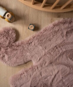 Kindervloerkleed Olifant - Fluffy roze - close up, thumbnail