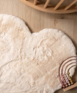Kindervloerkleed hartje - Fluffy crème - close up, thumbnail