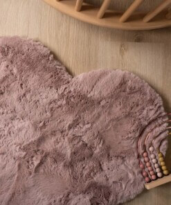 Kindervloerkleed hartje - Fluffy roze - close up, thumbnail
