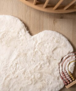 Kindervloerkleed hartje - Fluffy wit - close up, thumbnail