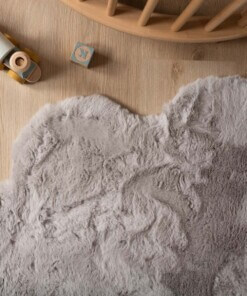 Kindervloerkleed wolkje - Fluffy lichtgrijs - close up, thumbnail