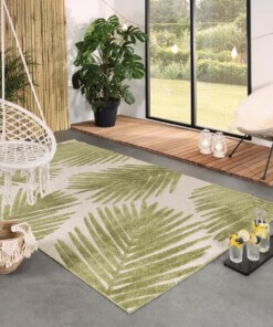 Buitenkleed palmbladeren - Verano beige/groen - sfeer