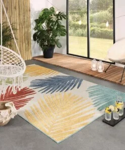 Buitenkleed palmbladeren - Verano beige/multi - sfeer